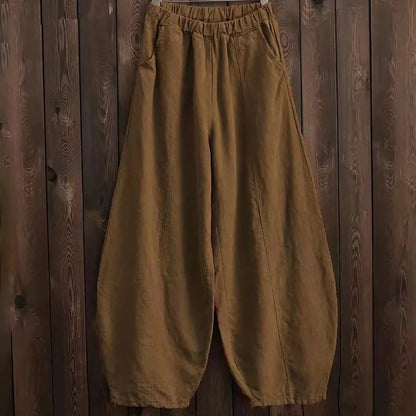 Cotton Linen Style Bloomers Wide Leg Pants